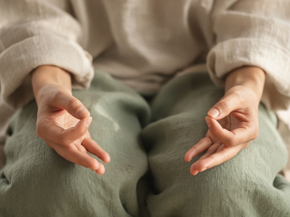 Hands resting in a meditation mudra